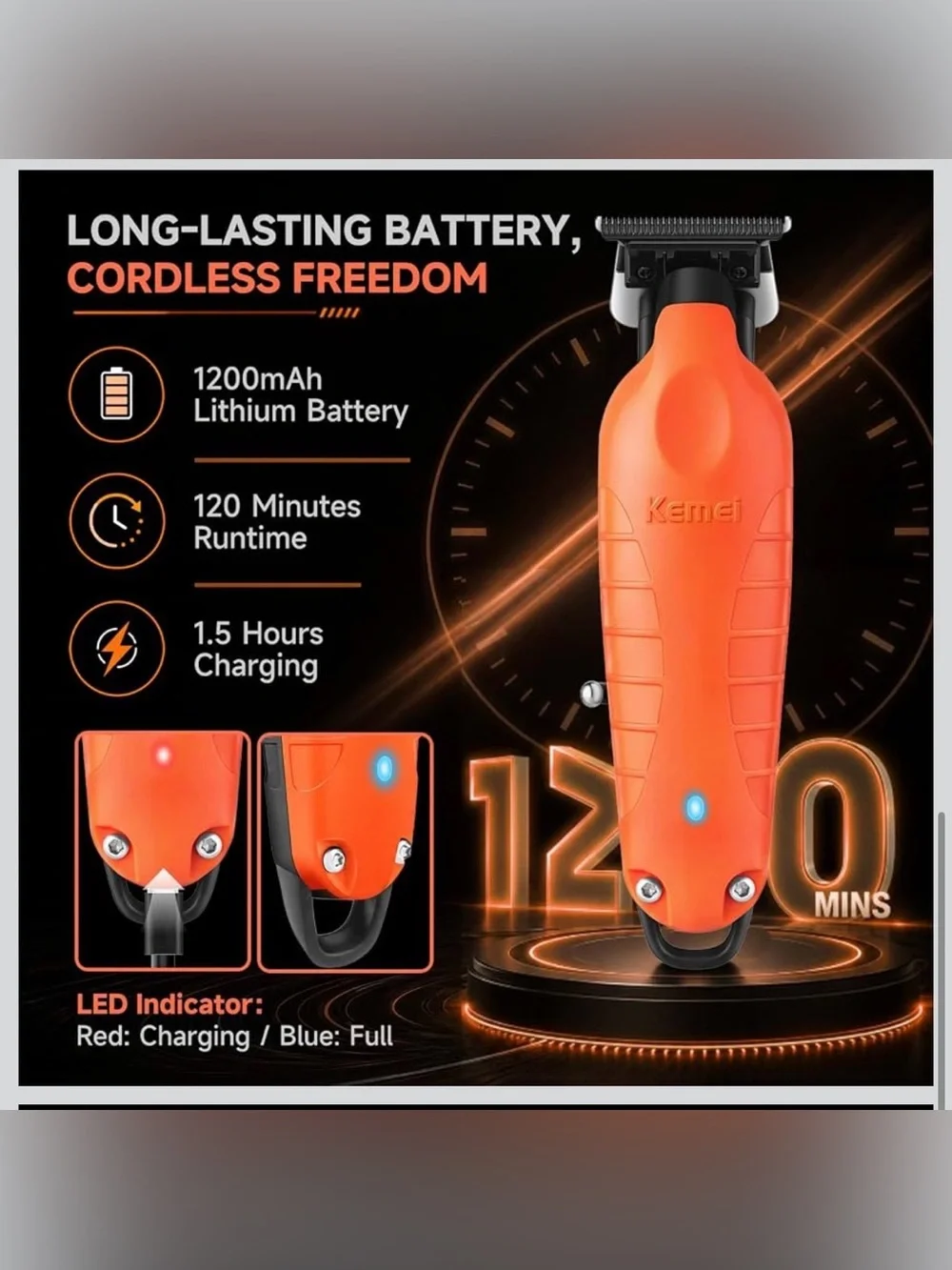 Hair Trimmer for Men,7000RPM Professional Clipper,Orange